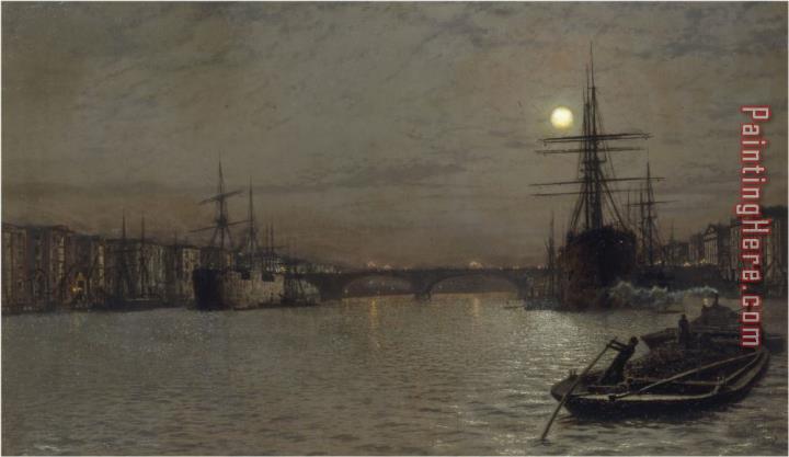 John Atkinson Grimshaw The Pool And London Bridge at Night 1884